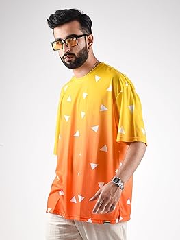 Zenitsu Pattern Drop Shoulder| Demon Slayer series | T-shirt | Unisex | GenZ - amhype
