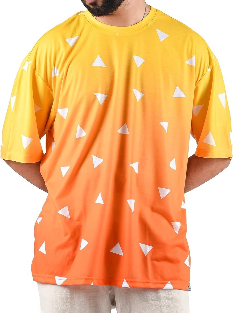 Zenitsu Pattern Drop Shoulder| Demon Slayer series | T-shirt | Unisex | GenZ - amhype