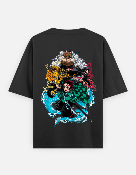 Demon Slayer Team Oversized T-Shirt – Unisex Heavyweight Anime Streetwear - amhype