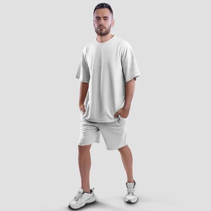 Amhype Oversized T-shirt and Shorts Combo 280 GSM | 100% Cotton | Unisex Style | Pre Shrunk | Drop Shoulder | Lycra Ribbed Neck - amhype
