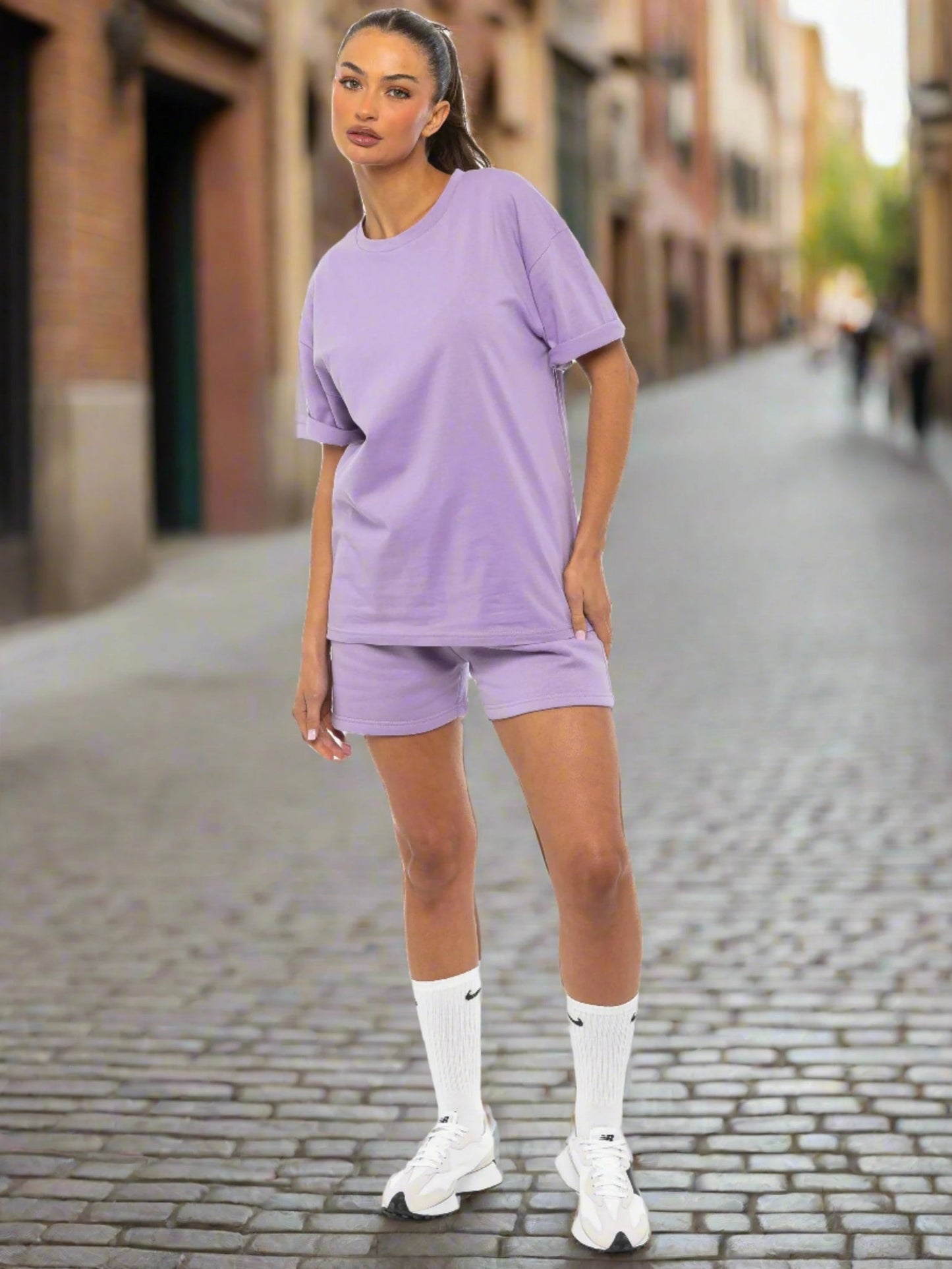 Amhype Oversized T-shirt and Shorts Combo 280 GSM | 100% Cotton | Unisex Style | Pre Shrunk | Drop Shoulder | Lycra Ribbed Neck - amhype
