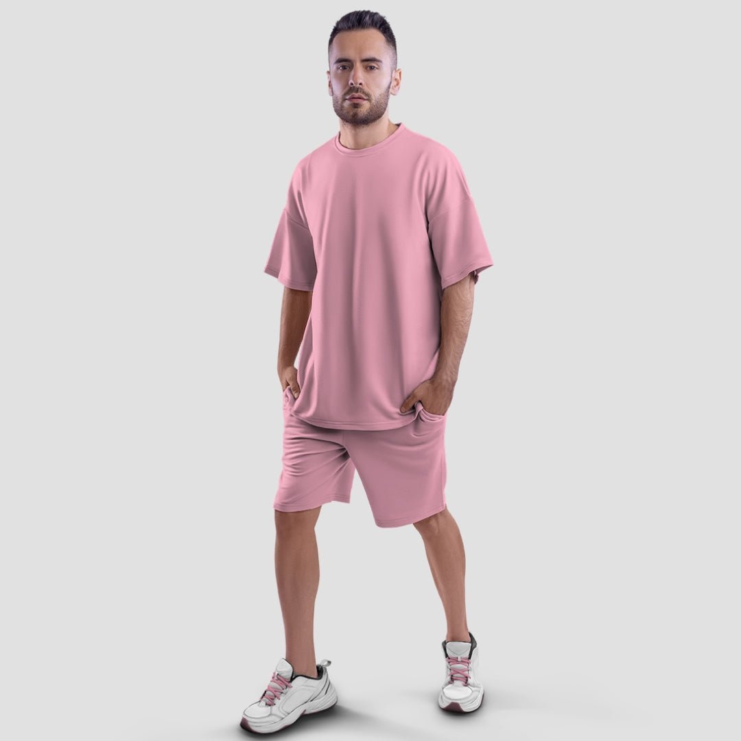 Amhype Oversized T-shirt and Shorts Combo 280 GSM | 100% Cotton | Unisex Style | Pre Shrunk | Drop Shoulder | Lycra Ribbed Neck - amhype