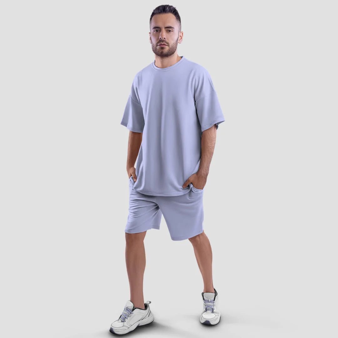 Amhype Oversized T-shirt and Shorts Combo 280 GSM | 100% Cotton | Unisex Style | Pre Shrunk | Drop Shoulder | Lycra Ribbed Neck - amhype