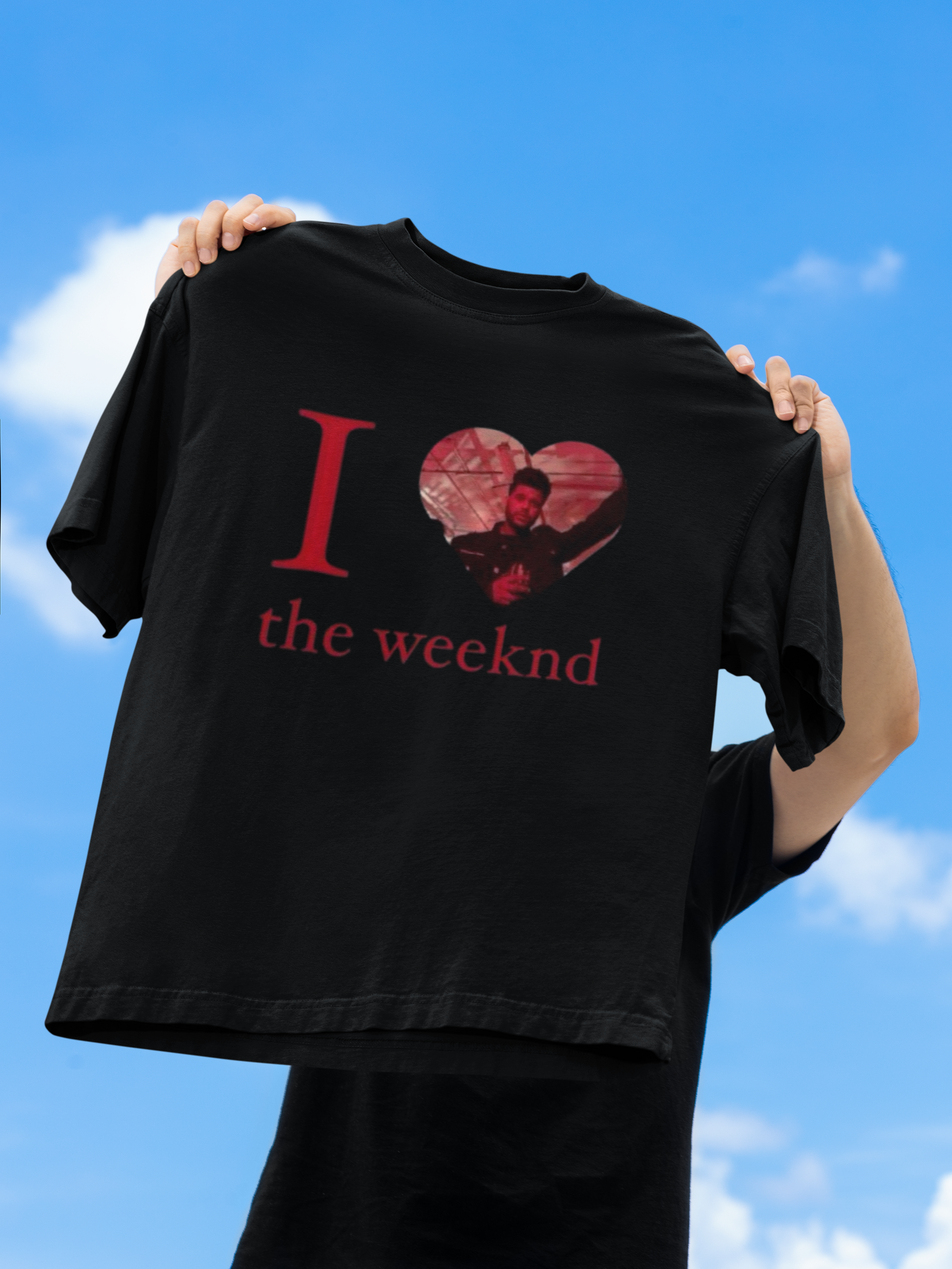 I Love The Weeknd Oversized T-Shirt – Retro Heart Graphic Fan Tee (Unisex) - amhype
