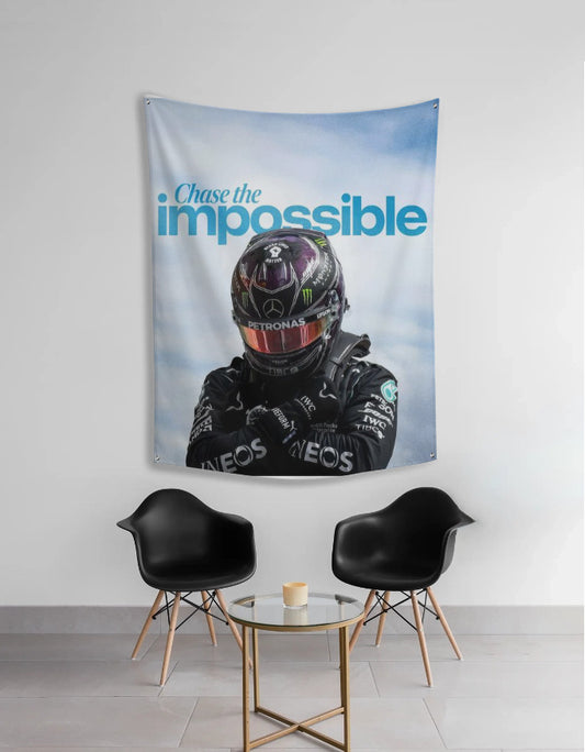 Chase the Impossible Tapestry – Lewis Hamilton Motivational Aesthetic Wall Hanging - amhype