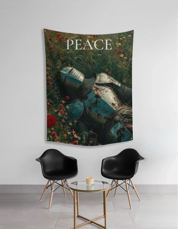 “Peace” Tapestry – Ancient Warrior Resting on Grass | Aesthetic Wall Art by AmHype - amhype