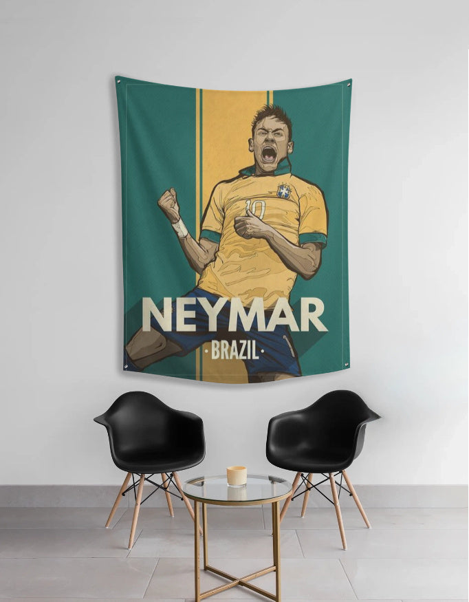 Neymar Brazil Tapestry – Football Wall Hanging & Soccer Decor - amhype