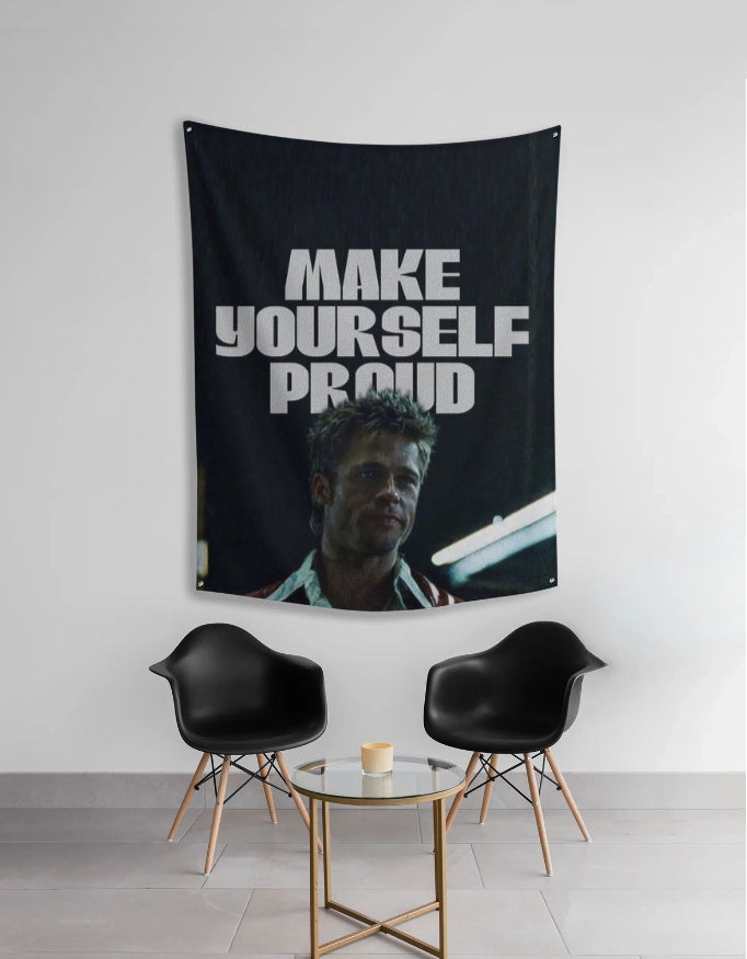 Make Yourself Proud Tapestry – Brad Pitt Motivational Aesthetic Wall Hanging - amhype