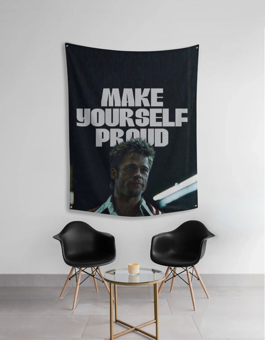 Make Yourself Proud Tapestry – Brad Pitt Motivational Aesthetic Wall Hanging - amhype