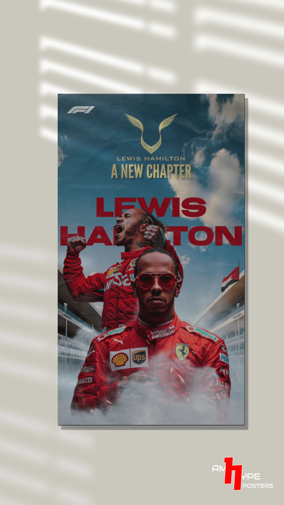 Lewis Hamilton | F1 | Sir Lewis hamilton | Ferrari | Wall Posters | A3 | A4 | Metal - amhype