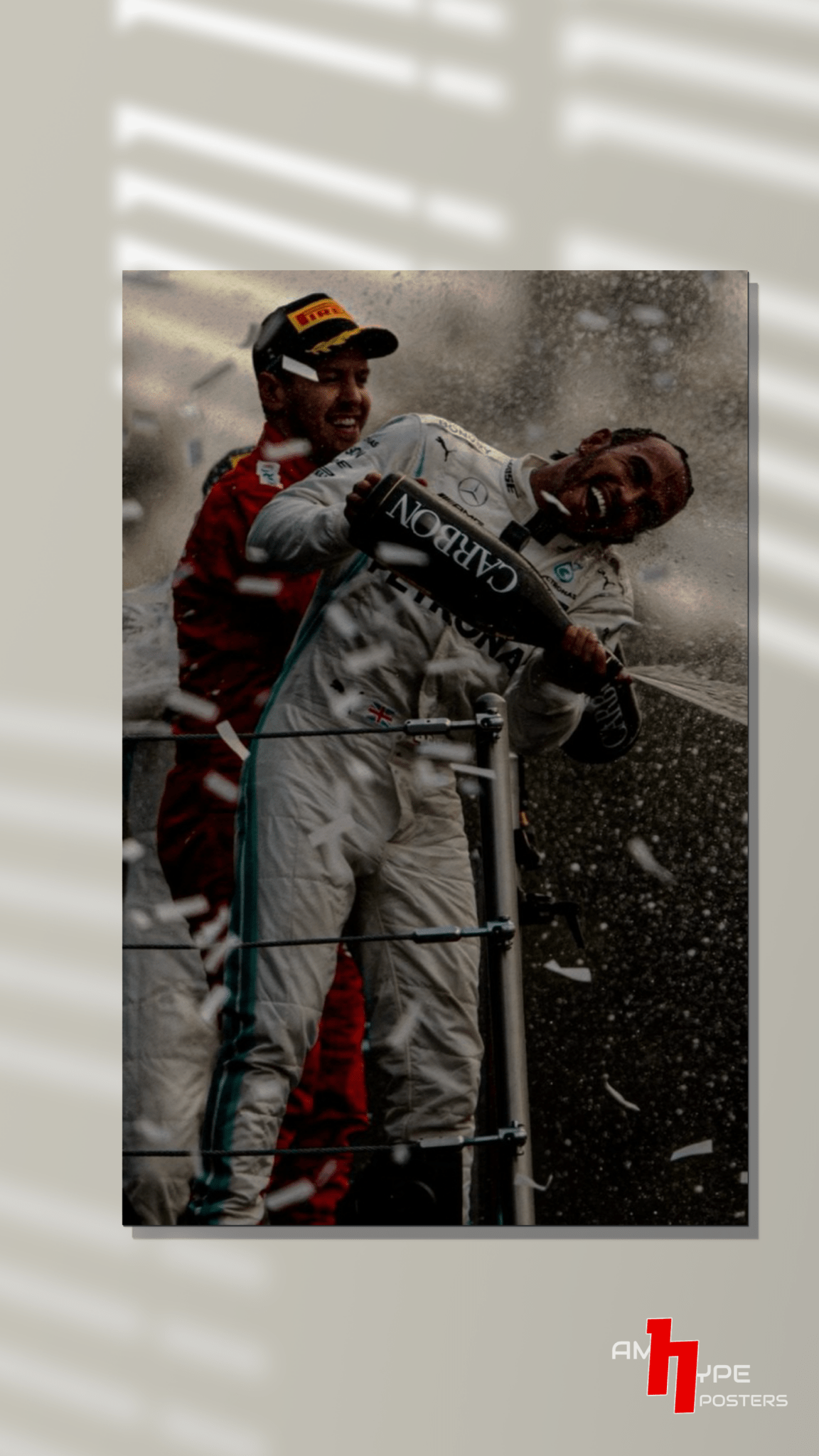 Lewis Hamilton | Sebastian Vettel | The Inspector Seb | F1 | Mercedes | Ferrari | Wall Posters | A3 | A4 | Metal - amhype