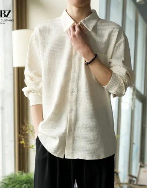 Men Regular Fit Shirt with Spread Collar - amhype