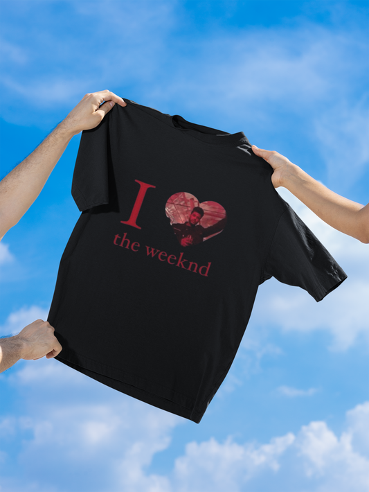 I Love The Weeknd Oversized T-Shirt – Retro Heart Graphic Fan Tee (Unisex) - amhype