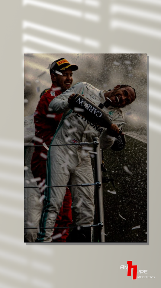 Lewis Hamilton | Sebastian Vettel | The Inspector Seb | F1 | Mercedes | Ferrari | Wall Posters | A3 | A4 | Metal