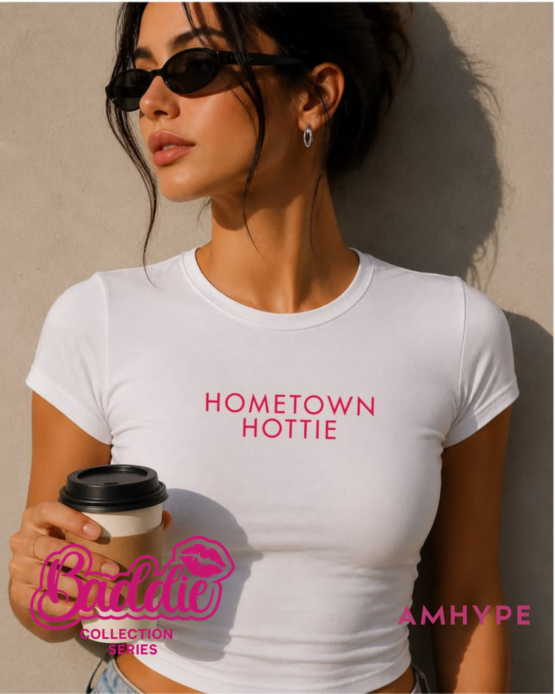Hometown Hottie baby tee in White — AMHYPE Baddie Edition quote tee