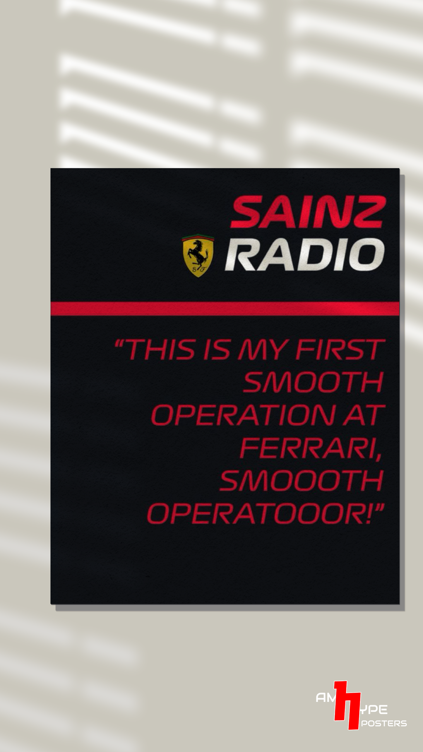 Carlos sainz | Smooth Operator | F1 | Ferrari | Wall Posters | A3 | A4 | Metal