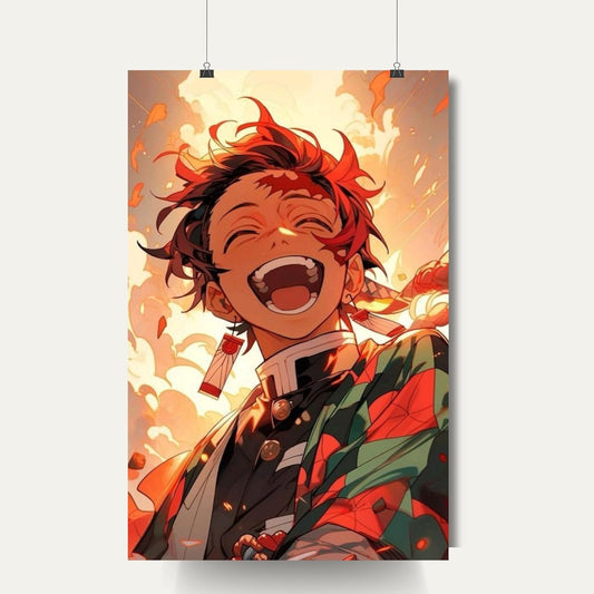 Tanjiro Kamado Poster | Demon Slayer Anime - kimetsu no yaiba | Laminated | For Wall, Office and Home Decor | A3 | A4 | Acrylic | Metal