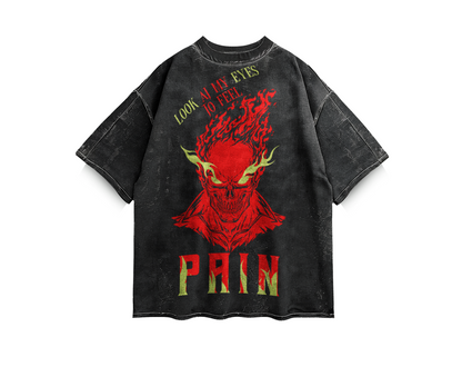 Ghost Rider Look At My Eyes To Feel Pain Acid Wash Oversized Tee | Marvel Fan Art by AmHype
