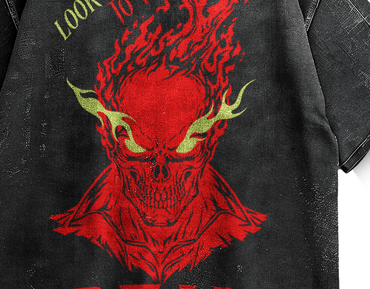 Ghost Rider Look At My Eyes To Feel Pain Acid Wash Oversized Tee | Marvel Fan Art by AmHype
