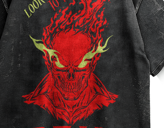 Ghost Rider Look At My Eyes To Feel Pain Acid Wash Oversized Tee | Marvel Fan Art by AmHype