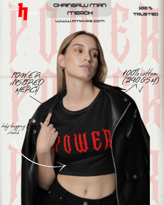 Chainsaw Man Power Baby Tee — Women’s Cropped Graphic Top (Cotton Stretch)