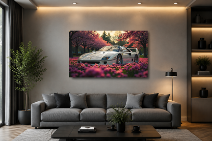 Ferrari F40 Cherry Blossom Canvas Wall Art | amhype