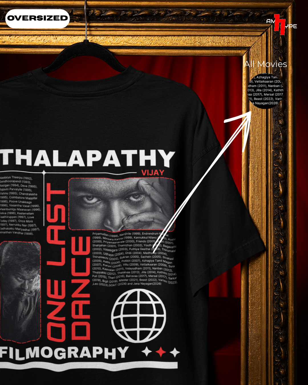 Vijay Filmography Oversized T-Shirt | One Last Dance Farewell