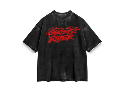 Ghost Rider Look At My Eyes To Feel Pain Acid Wash Oversized Tee | Marvel Fan Art by AmHype