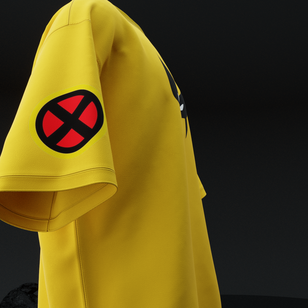amhype Wolverine Claw Slash oversized tee full back view — flame claw slash marks on yellow heavyweight terry drop shoulder tee with AMHYPE sleeve