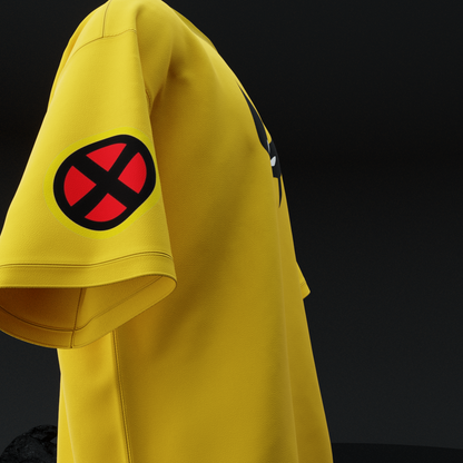 amhype Wolverine Claw Slash oversized tee full back view — flame claw slash marks on yellow heavyweight terry drop shoulder tee with AMHYPE sleeve