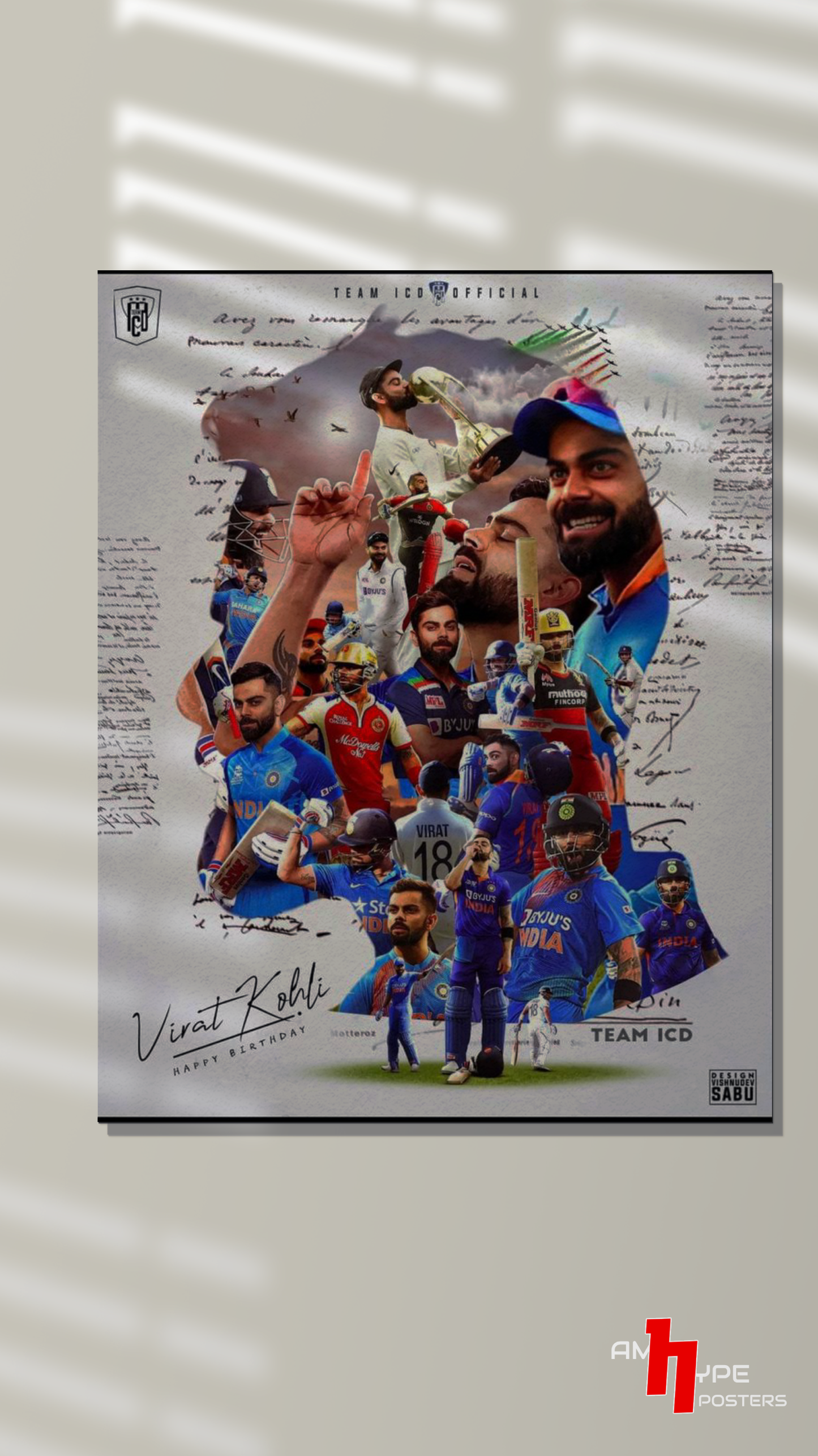 King Kohli | Cricket | Wall Posters | A3 | A4 | Metal