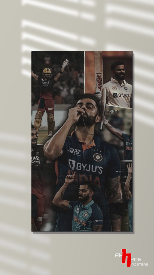 King Kohli | Cricket | Wall Posters | A3 | A4 | Metal