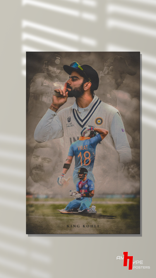 King Kohli | Cricket | Wall Posters | A3 | A4 | Metal