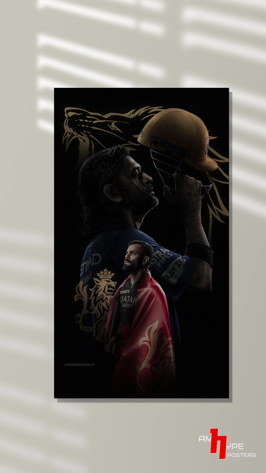 Thala M S Dhoni And King Kohli | Cricket | Wall Posters | A3 | A4 | Metal