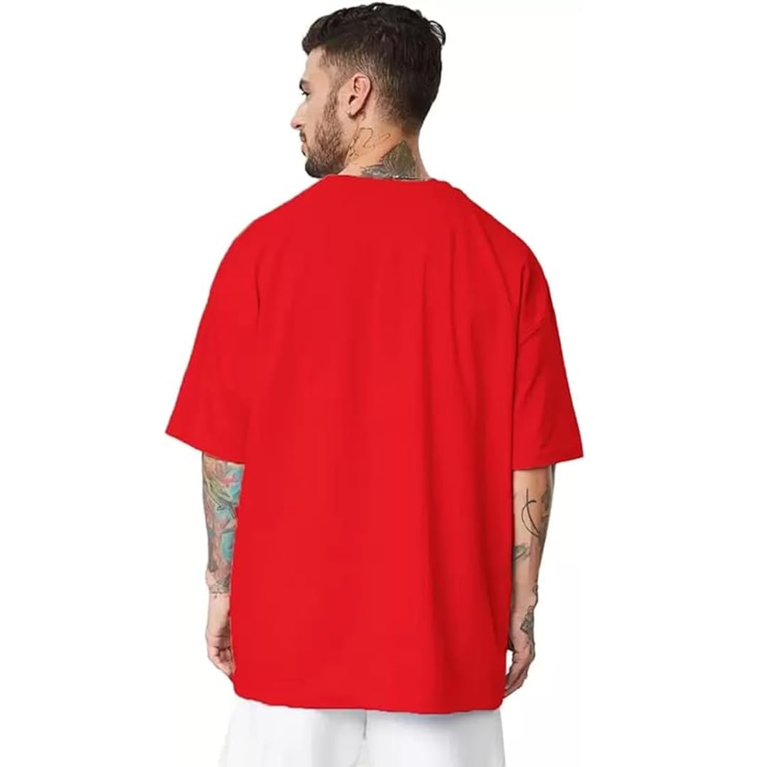 Amhype Men Half Sleeve Oversized Tshirt, Round Neck Longline Drop Shoulder, Colorful Printed Regular Fit T - Shirt - amhype