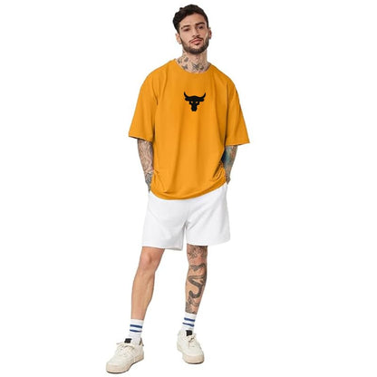 Amhype Men Half Sleeve Oversized Tshirt, Round Neck Longline Drop Shoulder, Colorful Printed Regular Fit T - Shirt - amhype