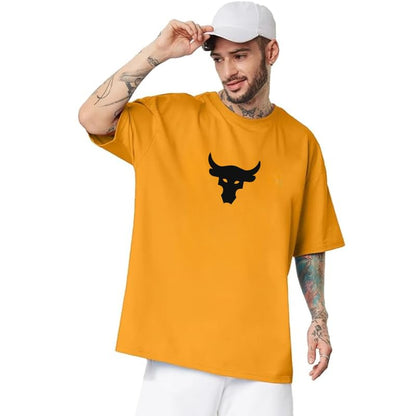 Amhype Men Half Sleeve Oversized Tshirt, Round Neck Longline Drop Shoulder, Colorful Printed Regular Fit T - Shirt - amhype