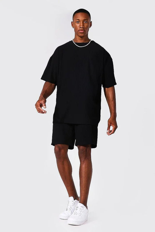 Amhype Oversized T-shirt and Shorts Combo 280 GSM | 100% Cotton | Unisex Style | Pre Shrunk | Drop Shoulder | Lycra Ribbed Neck - amhype