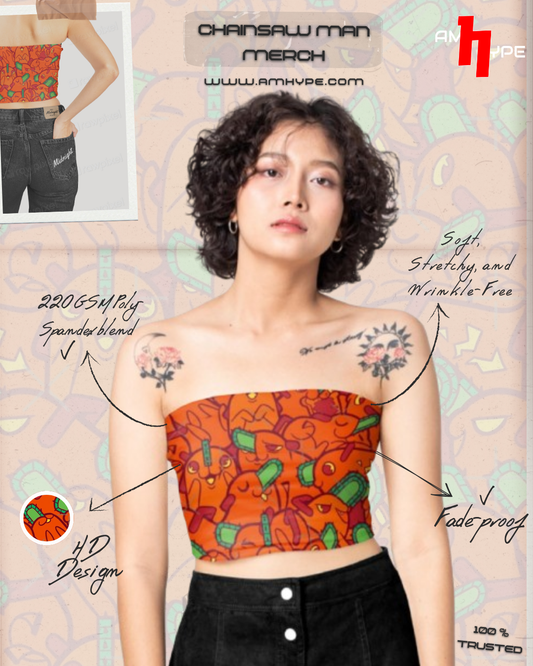 Chainsaw Man Tube Top — Pochita All-Over Print - amhype