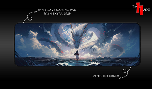 Anime Dragon Girl Gaming Pad | Fantasy Aesthetic Desk Mat | amhype