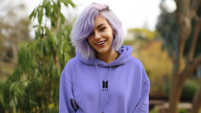 BTS Womens Lavender Hoodie | BTS | OverSized | T-shirt | Unisex | GenZ - amhype