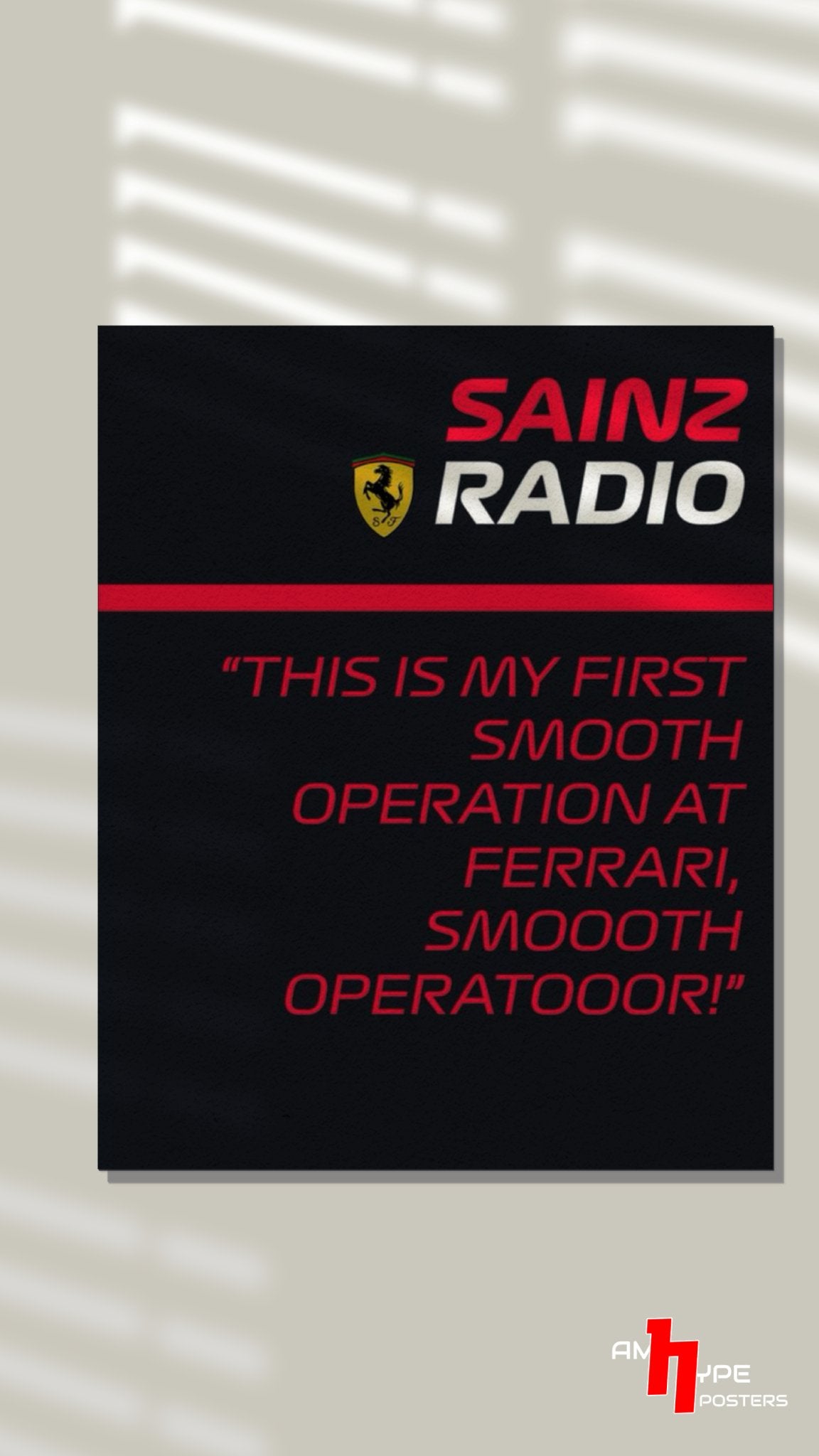 Carlos sainz | Smooth Operator | F1 | Ferrari | Wall Posters | A3 | A4 | Metal - amhype