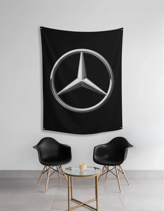 Mercedes-Benz Logo Tapestry | Luxury Car Wall Art by AmHype - amhype