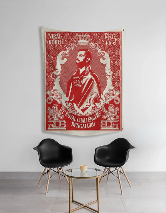 Virat Kohli Stamp Tapestry – Cricket Legend Wall Art by AmHype - amhype