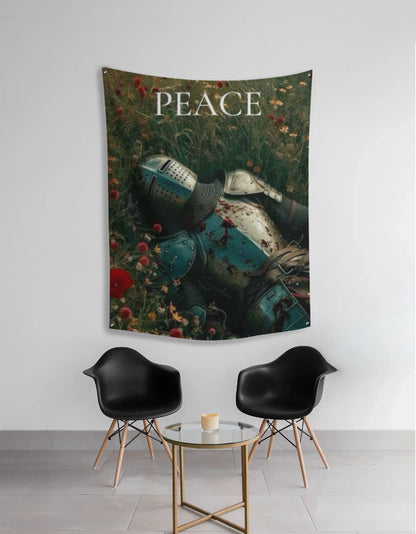 “Peace” Tapestry – Ancient Warrior Resting on Grass | Aesthetic Wall Art by AmHype - amhype