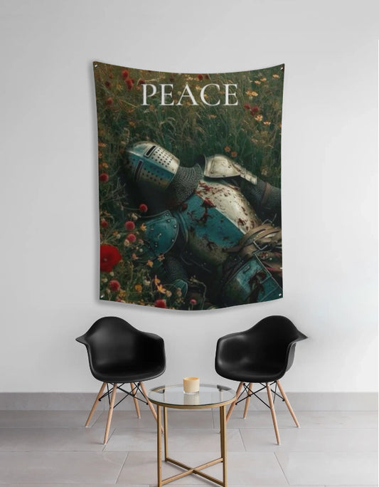 “Peace” Tapestry – Ancient Warrior Resting on Grass | Aesthetic Wall Art by AmHype - amhype