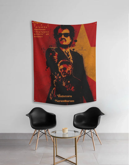 Superstar Rajinikanth Vintage Look Tapestry – Premium Wall Hanging for Fans & Home Décor - amhype