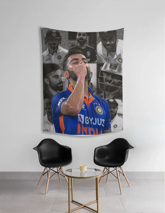 Virat Kohli Winning Shots Tapestry – Cricket Legend Collage Art by AmHype - amhype