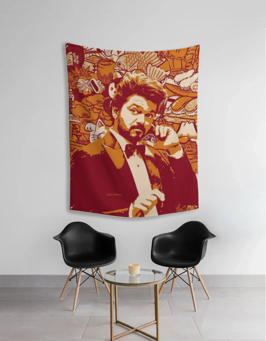 Stylish Thalapathy Vijay Tapestry | South Cinema Icon Wall Art by AmHype - amhype