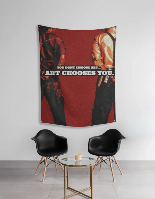 “You Don’t Choose Art, Art Chooses You” Tapestry – Vintage Cowboy Aesthetic Wall Art by AmHype - amhype